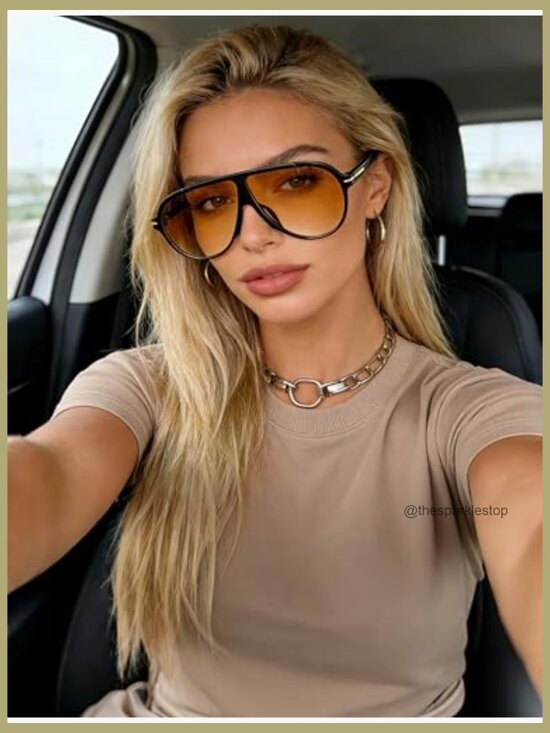 Oversized Aviator Sunglasses Retro Vintage UV400 Protection Polycarbonate
